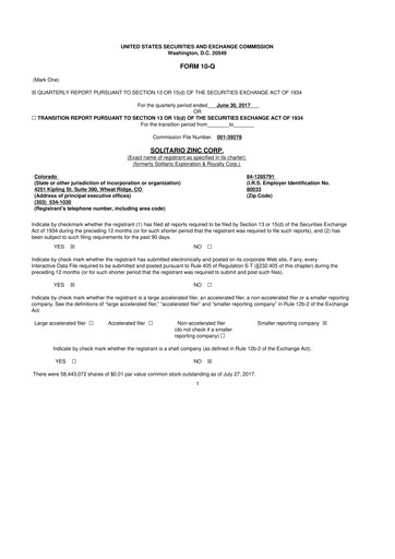Thumbnail Solitario Resources
 10-Q Quarterly Report FY2017 