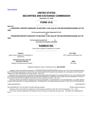 Vorschaubild Rambus 10-Q Quartalsbericht 2015 