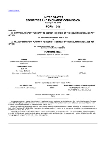 Vorschaubild Rambus 10-Q Quartalsbericht 2020 