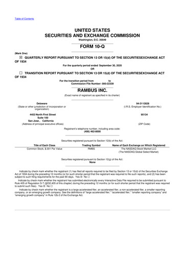 Vorschaubild Rambus 10-Q Quartalsbericht 2020 