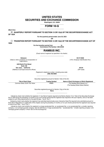 Vorschaubild Rambus 10-Q Quartalsbericht 2023 
