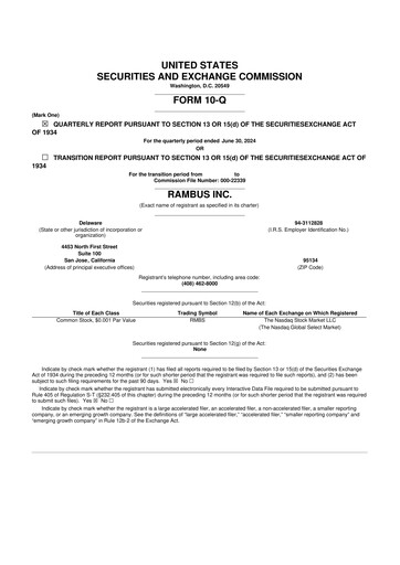 Vorschaubild Rambus 10-Q Quartalsbericht 2024 