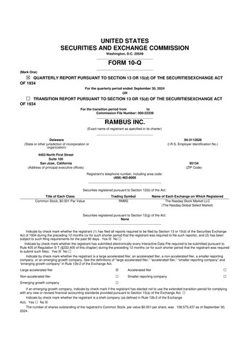 Vorschaubild Rambus 10-Q Quartalsbericht 2024 