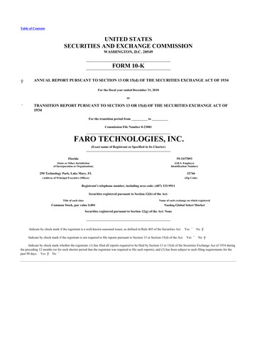 Thumbnail Faro Technologies
 10-K Annual Report 2018