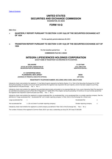 Thumbnail Integra LifeSciences 10-Q Quarterly Report FY2013 