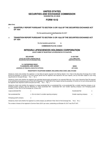 Thumbnail Integra LifeSciences 10-Q Quarterly Report FY2017 