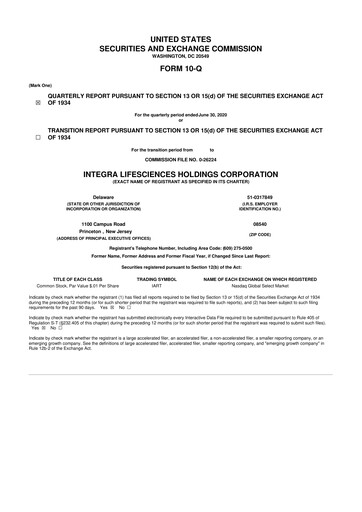 Thumbnail Integra LifeSciences 10-Q Quarterly Report FY2020 