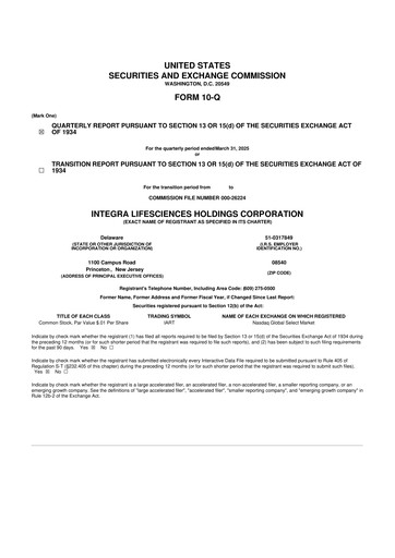 Thumbnail Integra LifeSciences 10-Q Quarterly Report FY2025 
