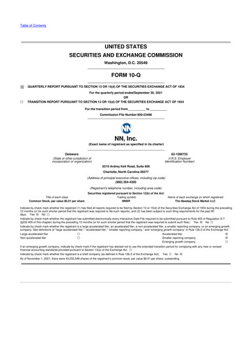 Thumbnail NN, Inc.
 10-Q Quarterly Report FY 