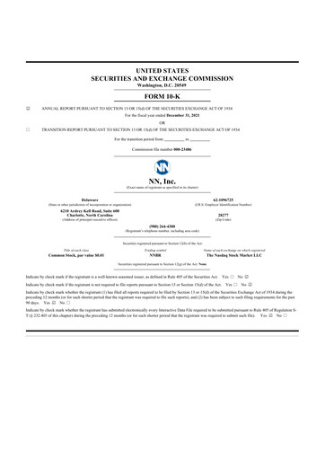 Vorschaubild NN, Inc.
 10-K Jahresbericht 2021