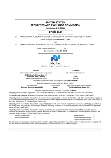 Thumbnail NN, Inc.
 10-K Annual Report 