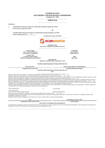 Thumbnail ScanSource 10-K Annual Report 2015