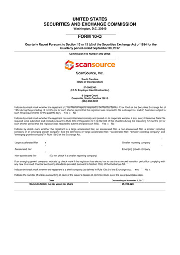 Thumbnail ScanSource 10-Q Quarterly Report FY2018 