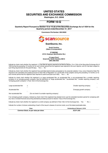 Thumbnail ScanSource 10-Q Quarterly Report FY2018 