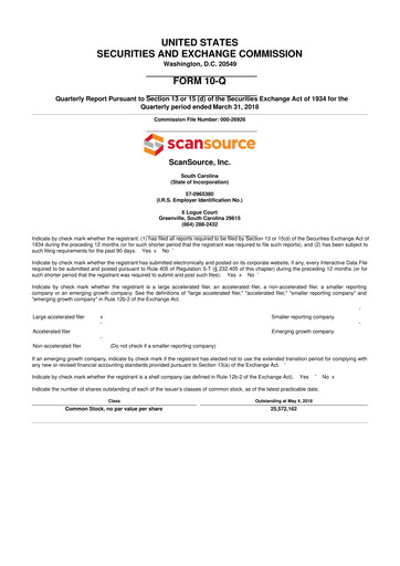 Thumbnail ScanSource 10-Q Quarterly Report FY2018 