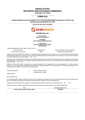 Thumbnail ScanSource 10-Q Quarterly Report FY2019 