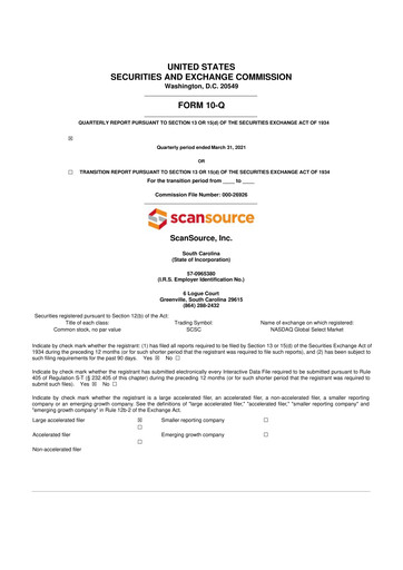 Thumbnail ScanSource 10-Q Quarterly Report FY2021 