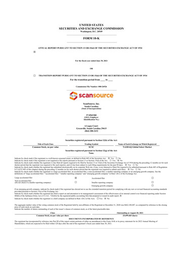 Thumbnail ScanSource 10-K Annual Report 2021