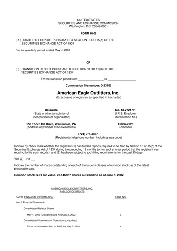 Thumbnail American Eagle Outfitters
 10-Q Quarterly Report FY 