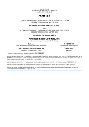 Thumbnail American Eagle Outfitters
 10-Q Quarterly Report FY 