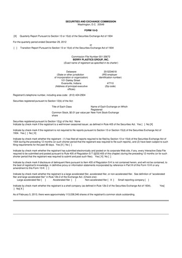Vorschaubild Berry Global
 10-Q Quartalsbericht 2013 