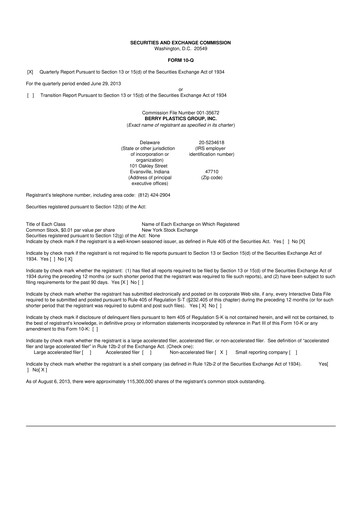 Vorschaubild Berry Global
 10-Q Quartalsbericht 2013 