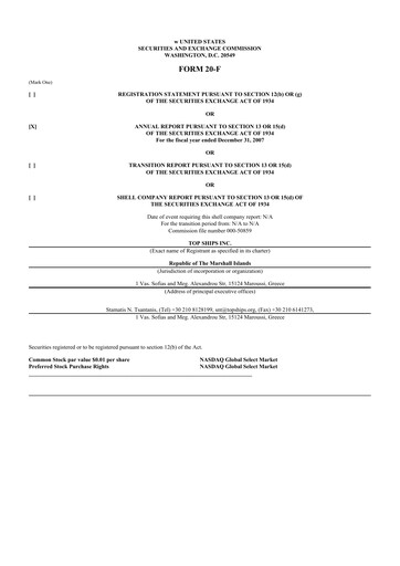 Thumbnail Top Ships 20-F Annual Report 