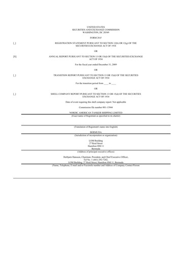 Thumbnail Nordic American Tankers 20-F Annual Report 