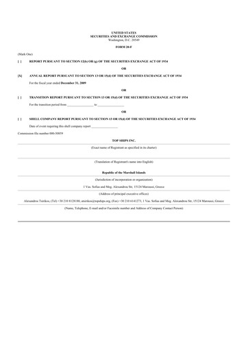 Thumbnail Top Ships 20-F Annual Report 