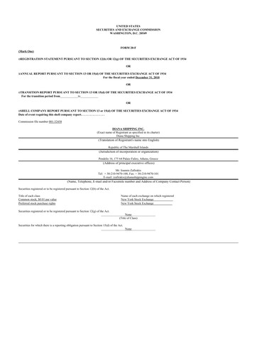 Miniature Diana Shipping 20-F Rapport annuel 