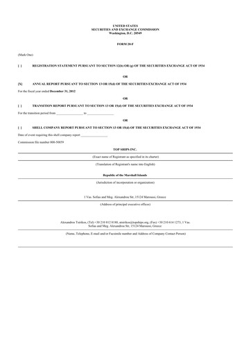 Thumbnail Top Ships 20-F Annual Report 