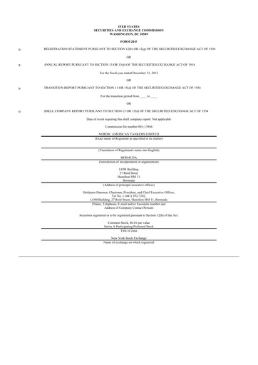 Thumbnail Nordic American Tankers 20-F Annual Report 2013