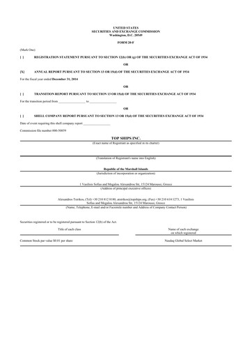 Thumbnail Top Ships 20-F Annual Report 2014