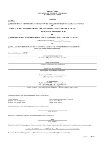 Thumbnail Performance Shipping
 20-F Annual Report 2015