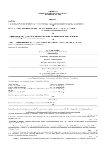 Miniature Diana Shipping 20-F Rapport annuel 2016