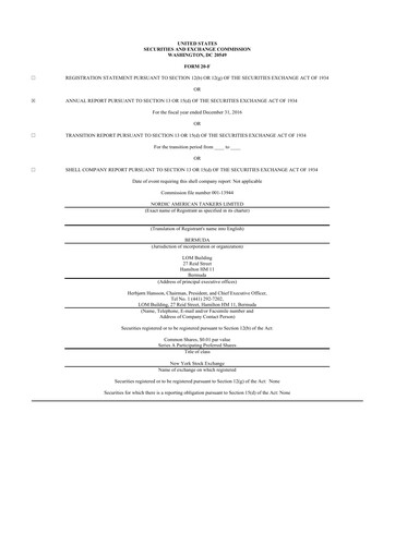 Thumbnail Nordic American Tankers 20-F Annual Report 2016