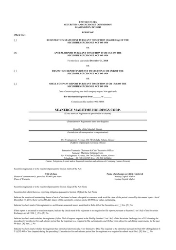 Thumbnail Seanergy Maritime 20-F Annual Report 2018