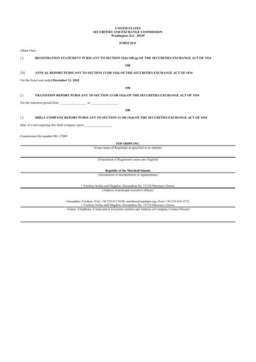 Thumbnail Top Ships 20-F Annual Report 2018