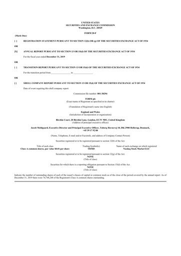 Thumbnail TORM 20-F Annual Report 2019