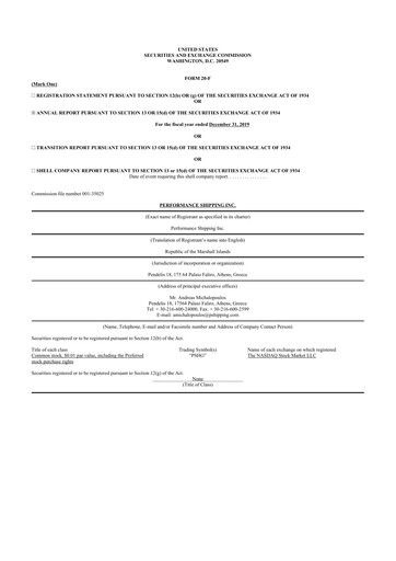 Thumbnail Performance Shipping
 20-F Annual Report 2019