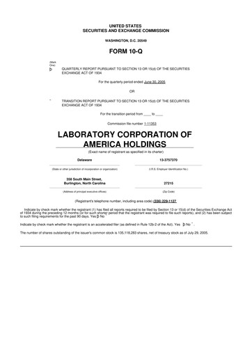 Thumbnail LabCorp 10-Q Quarterly Report FY 