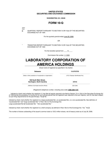 Thumbnail LabCorp 10-Q Quarterly Report FY 