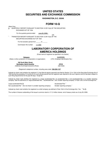 Thumbnail LabCorp 10-Q Quarterly Report FY 