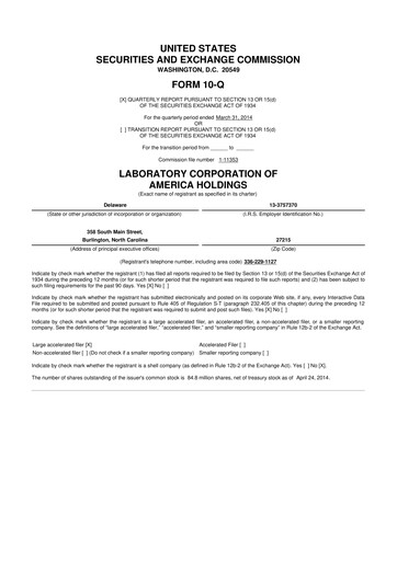 Thumbnail LabCorp 10-Q Quarterly Report FY2014 