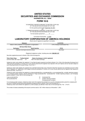 Thumbnail LabCorp 10-Q Quarterly Report FY2021 