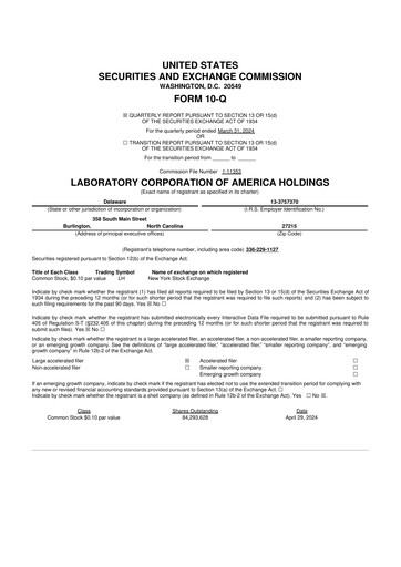 Thumbnail LabCorp 10-Q Quarterly Report FY2024 