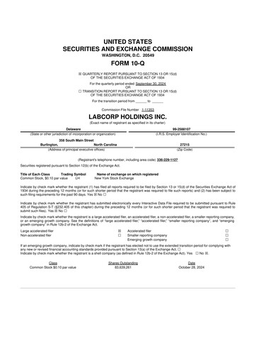 Thumbnail LabCorp 10-Q Quarterly Report FY2024 