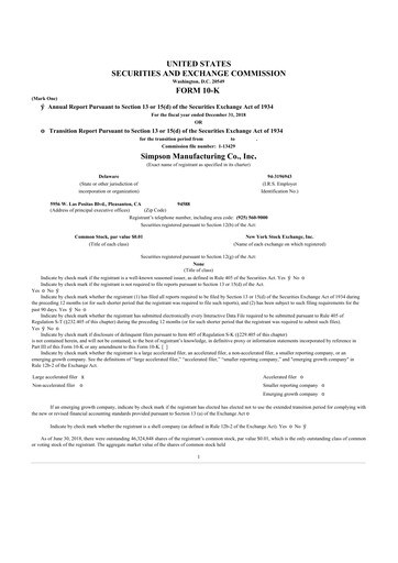 Thumbnail Simpson Manufacturing Company
 10-K Annual Report 2018