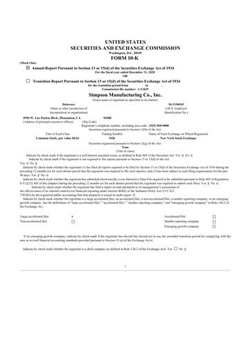 Thumbnail Simpson Manufacturing Company
 10-K Annual Report 2020