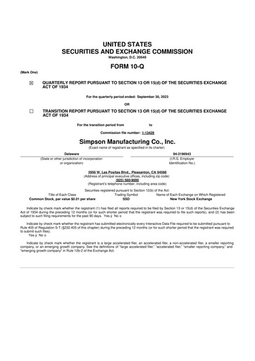 Thumbnail Simpson Manufacturing Company
 10-Q Quarterly Report FY2023 